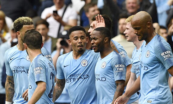 El Manchester City celebra un tanto durante la temporada. |  EFE