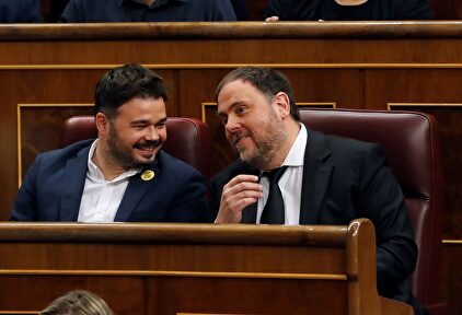 Rufián y Junqueras en el Congreso. |  EFE