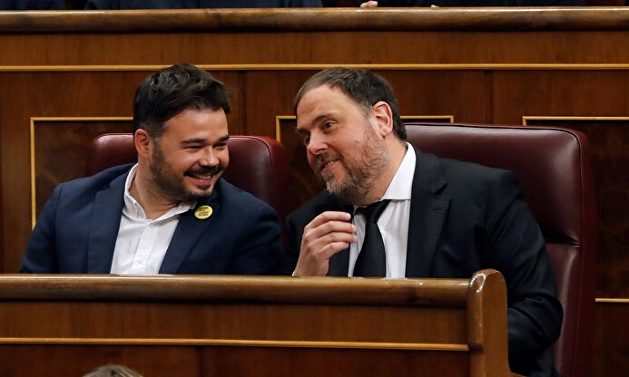 Los catalanes separatistas Gabriel Rufián y Oriol Junqueras |  EFE