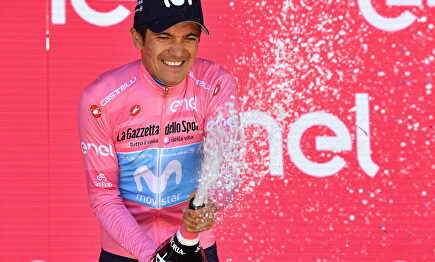 Richard Carapaz en la celebración. |  EFE