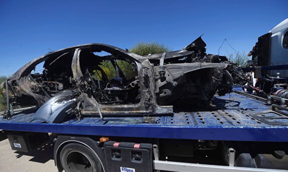 Así quedó el coche del malogrado José Antonio Reyes |  EFE