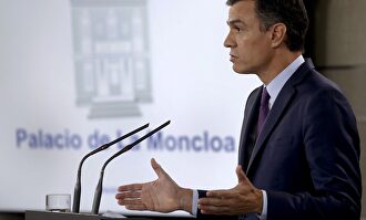 Pedro Sánchez en su comparecencia en Moncloa |  EFE