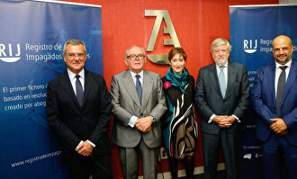 (i-d) Rafael Bonmatí, Eduardo Serra, Victoria Ortega, Juan María Sainz, y Enrique Rodríguez Zarza