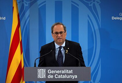 Quim Torra, desde la sede de la Generalidad en Madrid | EFE