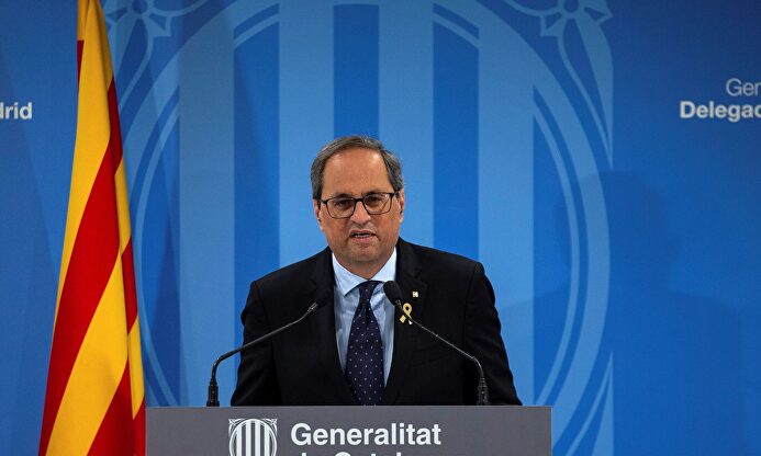 Quim Torra, desde la sede de la Generalidad en Madrid |  EFE