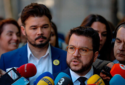 El vicepresidente catalán, Pere Aragonès, junto a Gabriel Rufián |  EFE