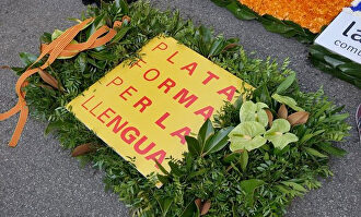 La ofrenda de Plataforma per la Llengua en la última Diada |  Cordon Press