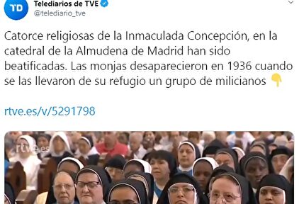 Mensaje publicado por Telediarios de TVE en las Twitter. |  Twitter