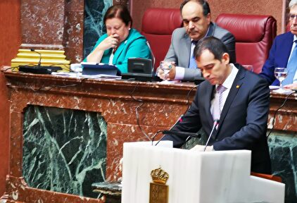 Juan José Liarte, portavoz de Vox en Murcia, durante un Pleno en la Asamblea regional | Vox