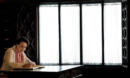 La ministra de Trabajo, Migraciones y Seguridad Social, Magdalena Valerio, este miércoles, durante su visita a la Generalidad Valenciana. |  EFE