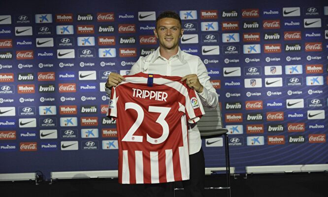 Kieran Trippier, durante su presentación con el Atlético de Madrid. | Cordon Press/Archivo