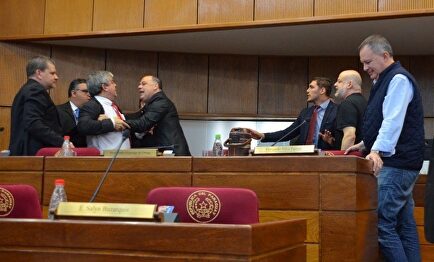 Momento de la pelea en el Senado paraguayo. |  EFE