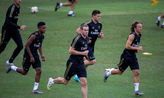 Gareth Bale durante el último entrenamiento del Real Madrid. |  EFE