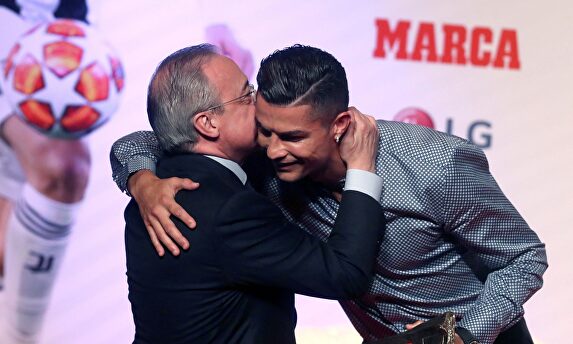 El cariñoso reencuentro entre Cristiano y Florentino Pérez