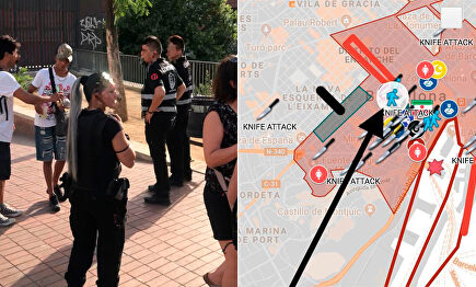 Mapa de los lugares peligrosos de Barcelona.