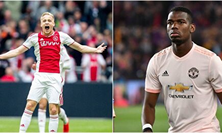 Donny Van de Beek, a punto de caramelo, Pogba, se aleja. |  Collage