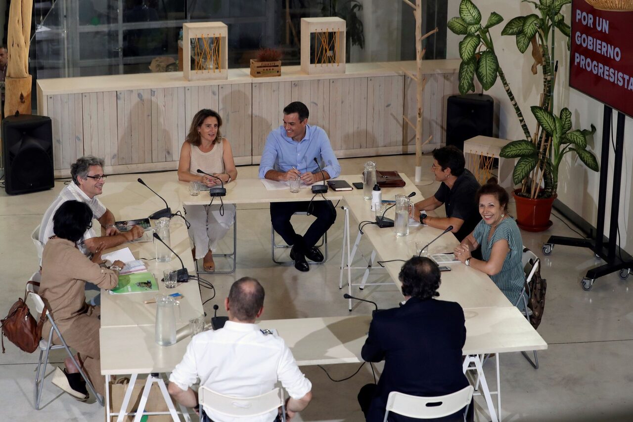 Pedro Sánchez en su reunión con ecologistas |  EFE