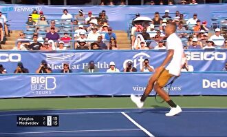 Globo entre las piernas de Kyrgios y título en Washington 