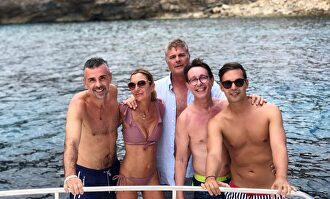 S. Vila, Barragán, J. Sendagorta, el periodista Carlos P. Gimeno y J. Luque |  Archivo