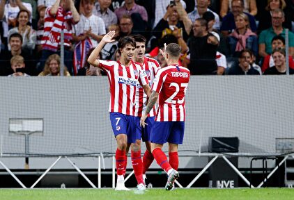 Joao Félix celebrando su primer gol ante la Juventus. |  Cordon Press