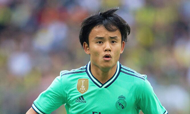 Takefusa Kubo, durante un partido con el Real Madrid en pretemporada. |  Cordon Press