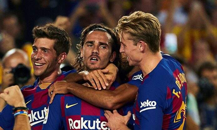 Griezmann con el Barcelona en el Camp Nou. |  EFE