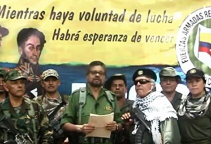 El terrorista Iván Márquez en el momento del anuncio. |  Imagen TV