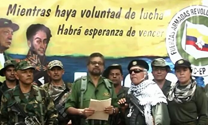 El terrorista Iván Márquez en el momento del anuncio. |  Imagen TV