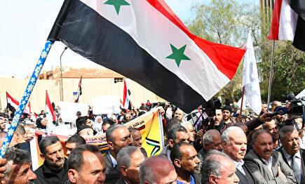 Manifestación de refugiados palestinos en Damasco. |  Cordon Press