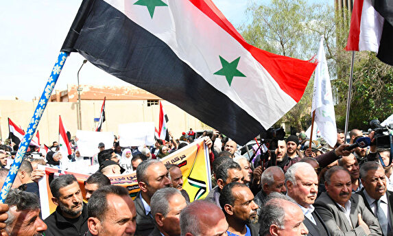 Manifestación de refugiados palestinos en Damasco. |  Cordon Press