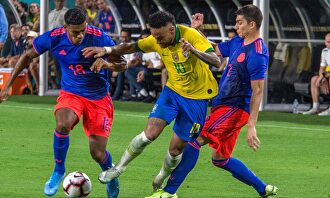 Neymar, durante el amistoso contra Colombia en Miami. |  EFE