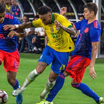 Neymar, durante el amistoso contra Colombia en Miami. |  EFE
