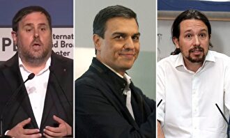 Oriol Junqueras, Pedro Sánchez y Pablo Iglesias. |  Archivo