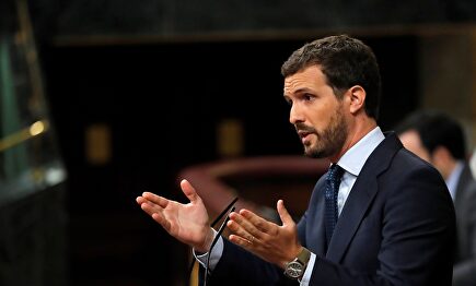El líder del PP, Pablo Casado, este miércoles. |  EFE