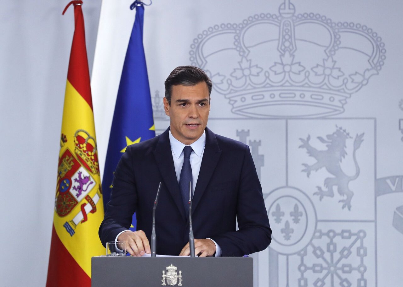 Pedro Sánchez, durante su comparecencia en La Moncloa. |  EFE