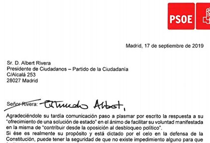 El encabezado de la carta |  PSOE