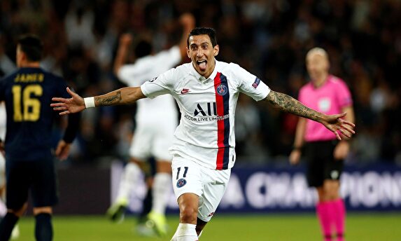 Di María celebra uno de sus dos goles al Real Madrid. |  EFE