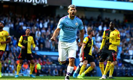 Sergio Agüero celebrando su gol contra el Watford. |  Twitter