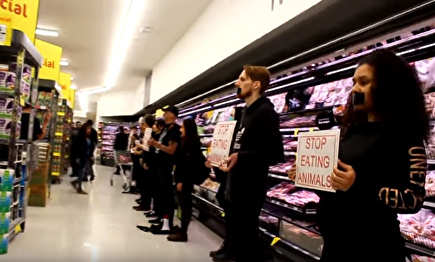 Protesta de activistas veganos en un supermercado australiano |  Youtube