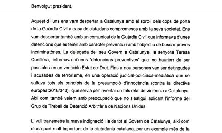 La carta que Torra ha enviado a Sánchez. |  Europa Press