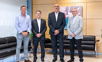 José Alfredo Mesa, UGT; Javier Delgado, director de RRHH de Telefónica; Emilio Gayo, presidente de Telefónica España y Jesús González CCOO | Telefónica