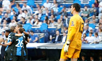 Courtois, tras encajar el primer gol del Brujas. |  Cordon Press