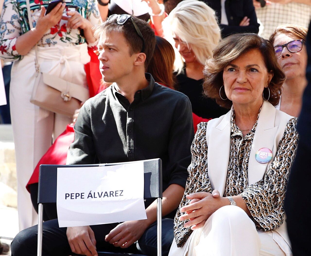 Errejón junto a Calvo el pasado domingo en el 130 aniversario de UGT. |  EFE