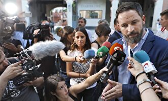 Santiago Abascal el martes en Barcelona |  EFE