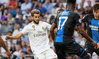 Nacho Fernández, durante el partido de Champions contra el Brujas. |  EFE