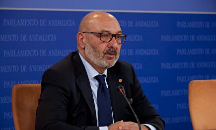 Alejandro Hernández en rueda de prensa desde el Parlamento de Andalucía |  Vox