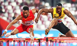 Orlando Ortega, durante la final de los 110 metros vallas en Doha. |  EFE