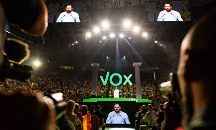 Santiago Abascal durante el acto de Vox de Vistalegre Plus Ultra | David Alonso