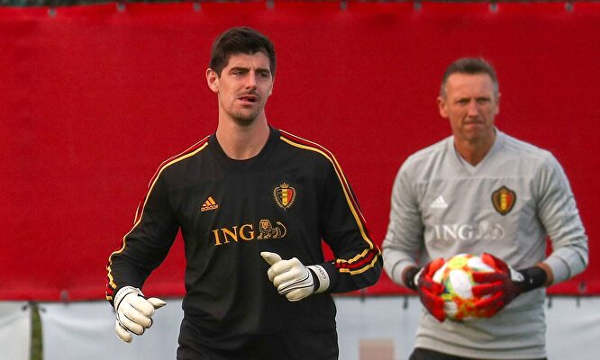 Thibaut Courtois, en un entrenamiento con la selección de Bélgica. |  Cordon Press