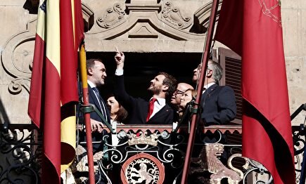 Pablo Casado este viernes en Pamplona. |  EFE